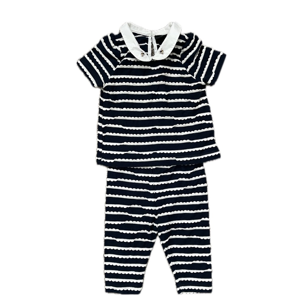 Victoria Beckham Target Navy Scallop Detail Shirt Leggings Set size 3 months